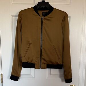 Olive Bomber Jacket with Black Trim